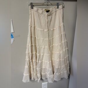 Metro Wear Cream Tiered Midi Skirt Size Large